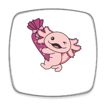 bye bye kindergarten hello school axolotl - Square fridge magnet - white - Front