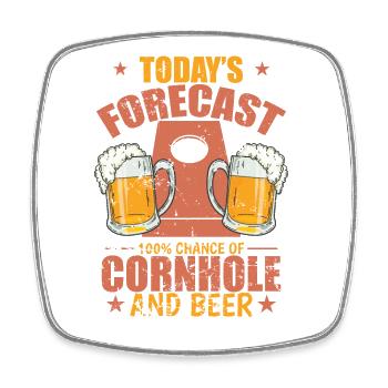 Today's Forecast 100% Chance of Cornhole - Viereckiger Kühlschrankmagnet - Weiß - Vorne