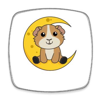 Moon guinea pig cute animals for the night - Square fridge magnet - white - Front