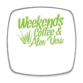 Weekends Coffee and Aloe Vera Plant - Square fridge magnet - white - Front
