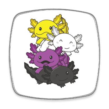 Nonbinary Flag Pride LGBTQ Cute Axolotl Stack - Square fridge magnet - white - Front