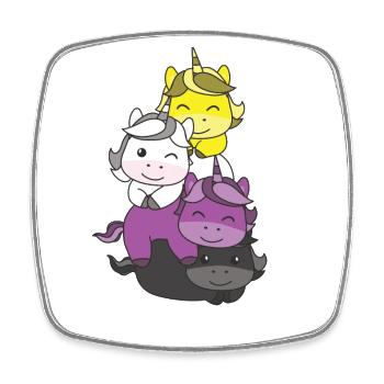 Nonbinary Flag Pride LGBTQ Cute Unicorn Stack - Square fridge magnet - white - Front