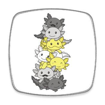 Demigent Flag Pride LGBTQ Mignon Axolotl Stack - Magnet carré - blanc - Devant