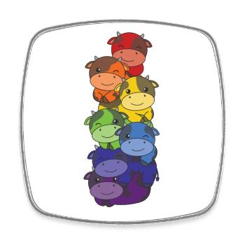 Regenbogen Flag Pride LGBTQ süßer Kuh Stapel - Viereckiger Kühlschrankmagnet - Weiß - Vorne