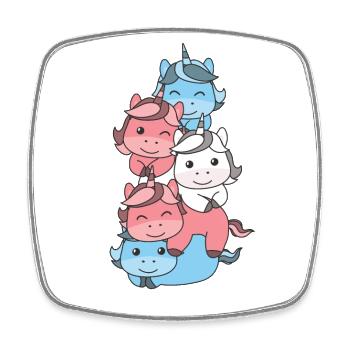 Transgender Flag Pride LGBTQ Cute Unicorn Stack - Square fridge magnet - white - Front