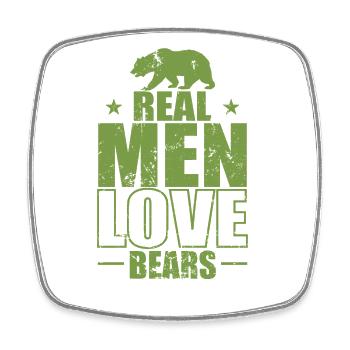 De vrais hommes aiment les ours Animal de la forêt - Magnet carré - blanc - Devant
