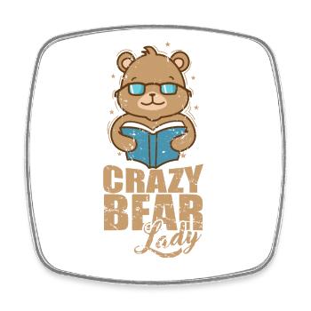 Crazy Bear Lady Forest Animal - Square fridge magnet - white - Front
