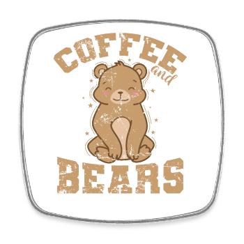 Coffee and Bears Forest Animal - Square fridge magnet - white - Front