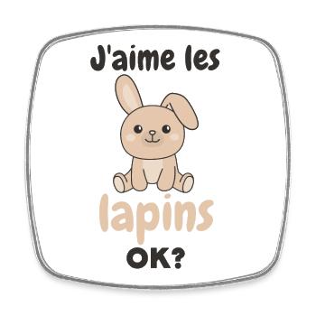 J’aime les lapins ok? Lapin mignon - Magnet carré - blanc - Devant