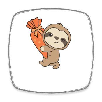 bye bye nursery hello school sloth - Square fridge magnet - white - Front