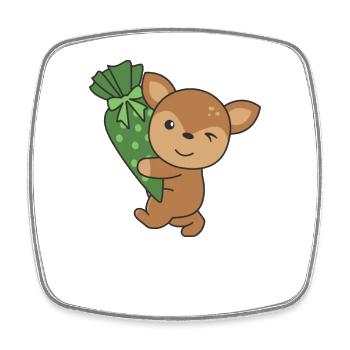 bye bye kindergarten hello school deer - Square fridge magnet - white - Front