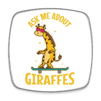 Ask me about Giraffes Zoo Safari - Square fridge magnet - white - Front