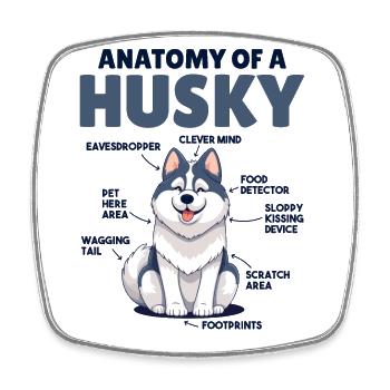 Hunde Erklärung Anatomy eines Husky - Viereckiger Kühlschrankmagnet - Weiß - Vorne