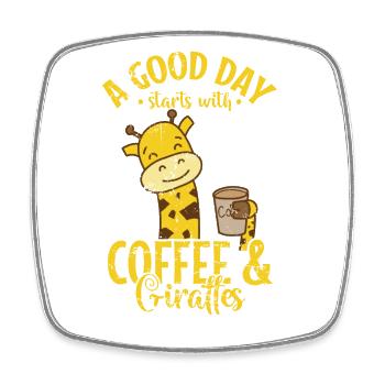 A good Day starts with Coffee and Giraffes - Square fridge magnet - white - Front