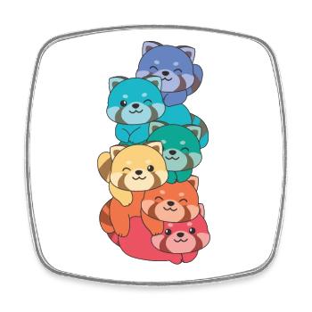 Rainbow Flag Pride LGBTQ Mignon Panda Rouge - Magnet carré - blanc - Devant