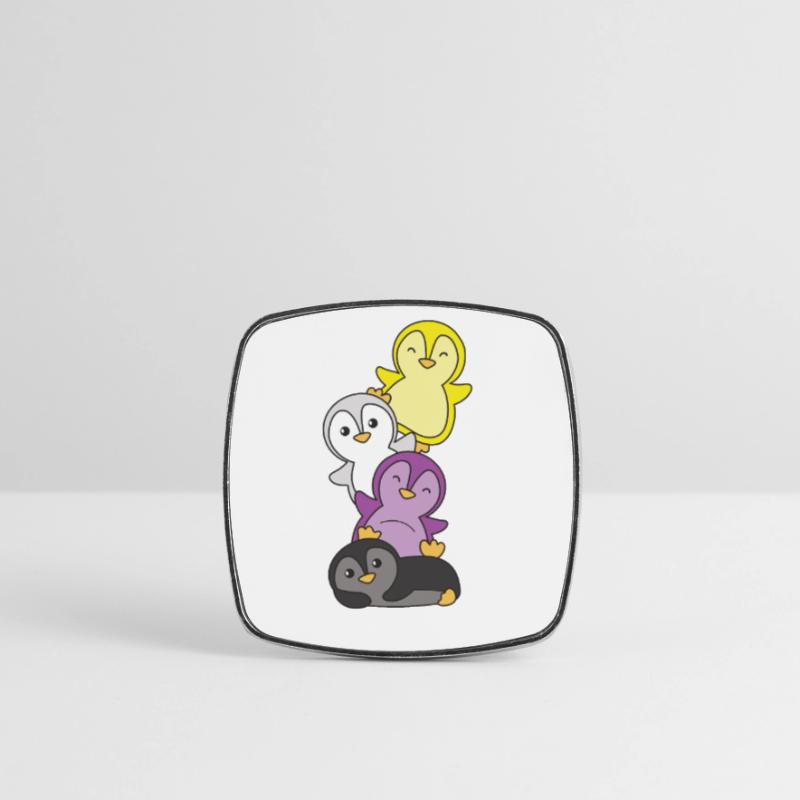 Nonbinary Flag Pride LGBTQ Mignon Penguin Stack Magnet carré