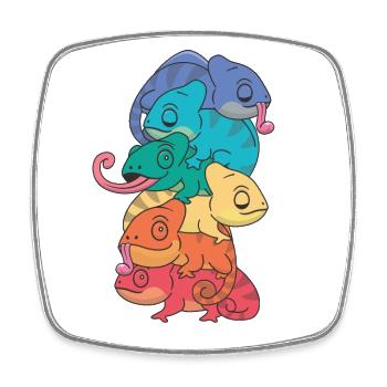 Rainbow Flag Pride LGBTQ Cute Chameleon Stack - Square fridge magnet - white - Front