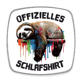 Graffiti Faultier Offizielles Schlafshirt - Viereckiger Kühlschrankmagnet - Weiß - Vorne