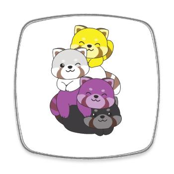 Nonbinary Flag Pride LGBTQ Cute Red Panda - Square fridge magnet - white - Front