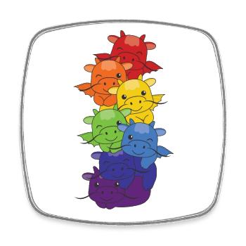 Regenbogen Drache süße bunte Drache für Kinder - Viereckiger Kühlschrankmagnet - Weiß - Vorne