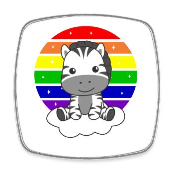 Zebra bunter Regenbogen für Kinder süßes Zebra - Viereckiger Kühlschrankmagnet - Weiß - Vorne