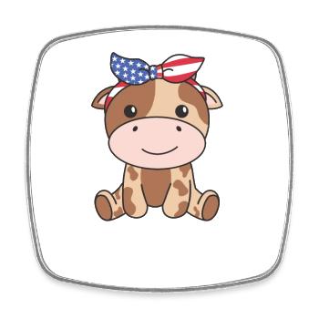 4 juillet Vache américaine pour enfants USA - Magnet carré - blanc - Devant