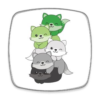 Aromantik Flag Pride LGBTQ Mignon Fox Stack - Magnet carré - blanc - Devant