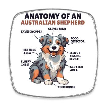 Explication du chien Anatomie d’un berger australien - Magnet carré - blanc - Devant