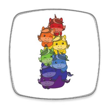 Regenbogen Flag Pride LGBTQ süßer Einhorn Stapel - Viereckiger Kühlschrankmagnet - Weiß - Vorne