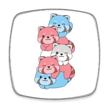 Drapeau transgenre fierté LGBTQ mignon panda roux - Magnet carré - blanc - Devant