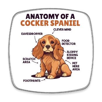 Explication du chien Anatomie d’un cocker Spaniel - Magnet carré - blanc - Devant