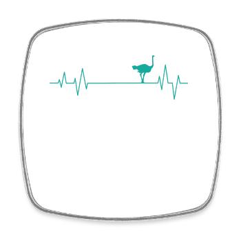 Heart Beat Line Ostrich Animal Bird - Square fridge magnet - white - Front