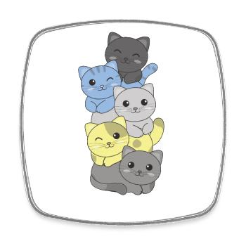 Periboy Flag Pride LGBTQ Cute Cat Stack - Square fridge magnet - white - Front