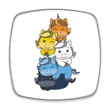 Aroace Flag Pride LGBTQ Cute Unicorn Stack - Square fridge magnet - white - Front