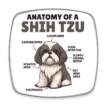 Hunde Erklärung Anatomy eines Shih Tzu - Viereckiger Kühlschrankmagnet - Weiß - Vorne