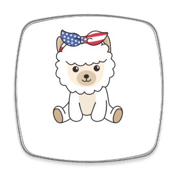 4 juillet Alpaga américain pour enfants USA - Magnet carré - blanc - Devant