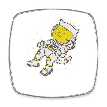 Léopard dans l’espace Grand félin Prédateur - Magnet carré - blanc - Devant