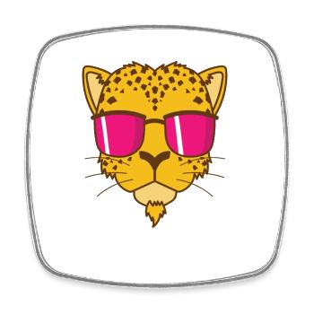 Cool léopard avec lunettes de soleil Big Cat - Magnet carré - blanc - Devant