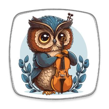 Klassische Eule - Viereckiger Kühlschrankmagnet - Weiß - Vorne