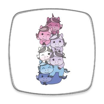 Bigender Flag Pride LGBTQ süßer Einhorn Stapel - Viereckiger Kühlschrankmagnet - Weiß - Vorne