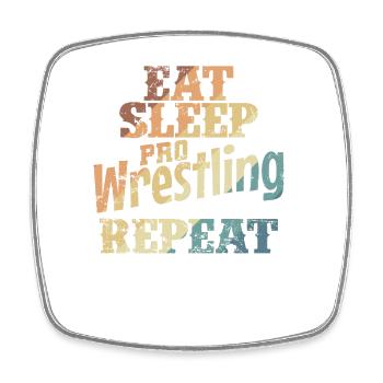 Eat Sleep Pro Wrestling Repeat Show - Square fridge magnet - white - Front