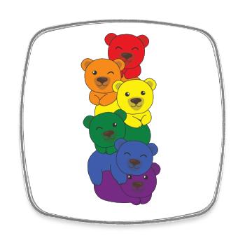 Rainbow Flag Pride LGBTQ Mignon Bear Stack - Magnet carré - blanc - Devant