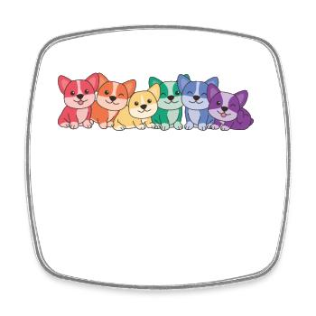 Rainbow Corgi Flag Pride LGBTQ Cute Dogs - Square fridge magnet - white - Front
