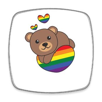 Rainbow Flag Pride LGBTQ Mignon Ours Amour - Magnet carré - blanc - Devant
