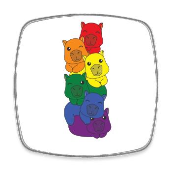Rainbow Flag Pride LGBTQ Mignon Capybara Stack - Magnet carré - blanc - Devant