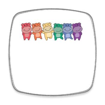 Rainbow Hippo Flag Pride LGBTQ Cute Hippos - Square fridge magnet - white - Front