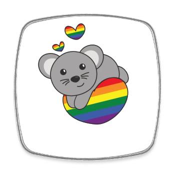 Regenbogen Flag Pride LGBTQ süßer Maus Love - Viereckiger Kühlschrankmagnet - Weiß - Vorne