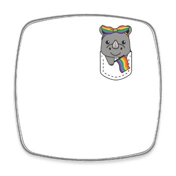 Rainbow Rhino Flag Pride LGBTQ Cute Rhinos - Square fridge magnet - white - Front