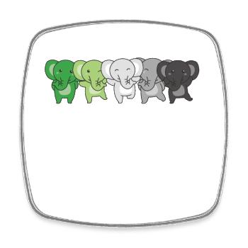 Aromantik Flag Pride LGBTQ Cute Elephant - Square fridge magnet - white - Front