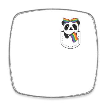 Rainbow Panda Flag Pride LGBTQ Mignons Pandas - Magnet carré - blanc - Devant